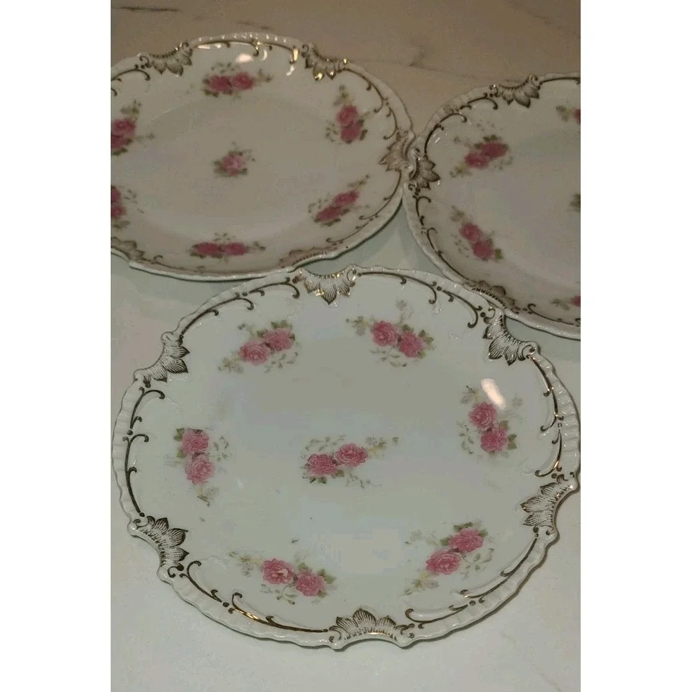 Z. S. & Co Bavaria Floral Marseille Handpainted Dessert/Pie‎ Plate Set Of 3 - Picture 2 of 3